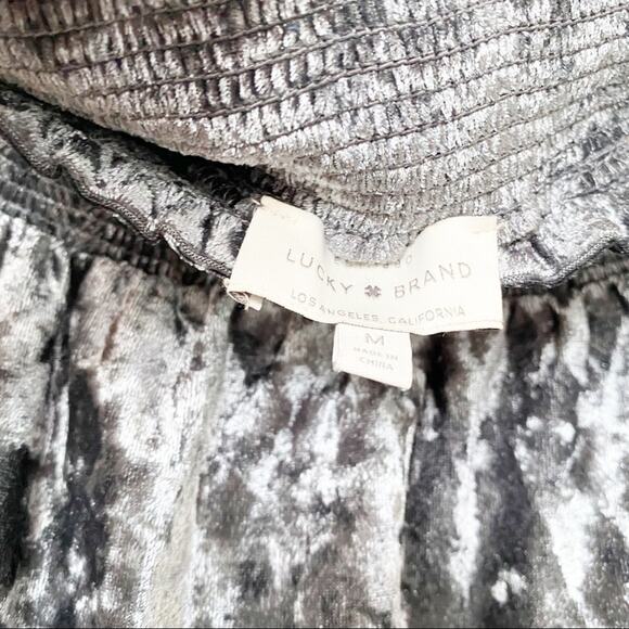 Lucky Brand Velvet Off the Shoulder Top Cool Grey Size Medium - Picture 5 of 8